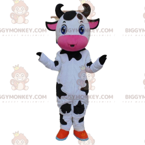 Hvid, sort og lyserød ko BIGGYMONKEY™ maskotkostume