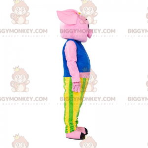 BIGGYMONKEY™ Pink Pig Mascot Costume Dressed in Colorful Outfit