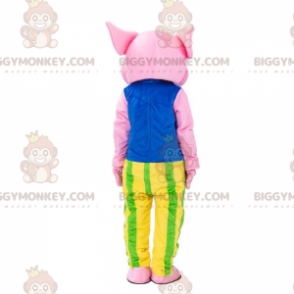 Traje de mascote de porco rosa BIGGYMONKEY™ vestido com roupa colorida - Mascotes de porco - BIGGYMONKEY_09774 - BiggyMonkey.com
