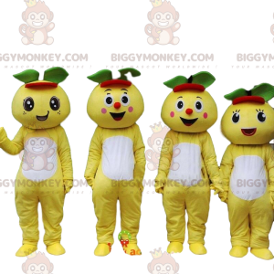 4 BIGGYMONKEY™s grapefruktmaskoter, 4 gule fruktkostymer - Frukt maskot - BIGGYMONKEY_09776 - BiggyMonkey.com