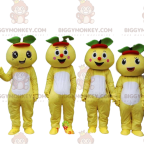 4 BIGGYMONKEY™s grapefruktmaskoter, 4 gule fruktkostymer - Frukt maskot - BIGGYMONKEY_09776 - BiggyMonkey.com