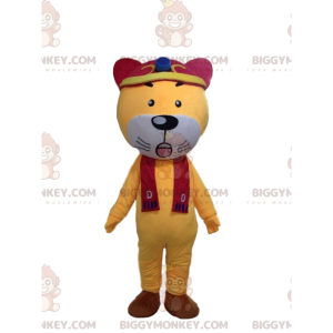 BIGGYMONKEY™ maskot kostume af gul og hvid tiger, heldig tiger