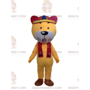 BIGGYMONKEY™ maskot kostume af gul og hvid tiger, heldig tiger