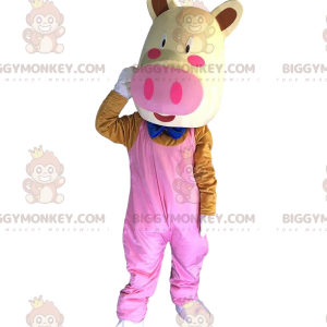 BIGGYMONKEY™ mascot costume of dressed up pig, giant pink pig
