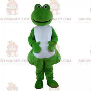 Kostým maskota BIGGYMONKEY™ zelená a bílá žába, kostým ropucha