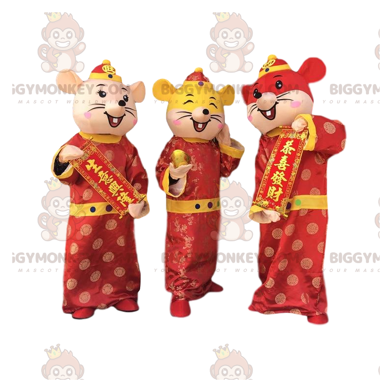 3 BIGGYMONKEY™:n maskotti värikkäistä hiiristä, kiinalaisen