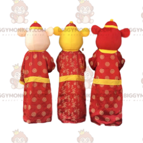 3 Maskot barevných myší BIGGYMONKEY™, kostýmy čínského Nového