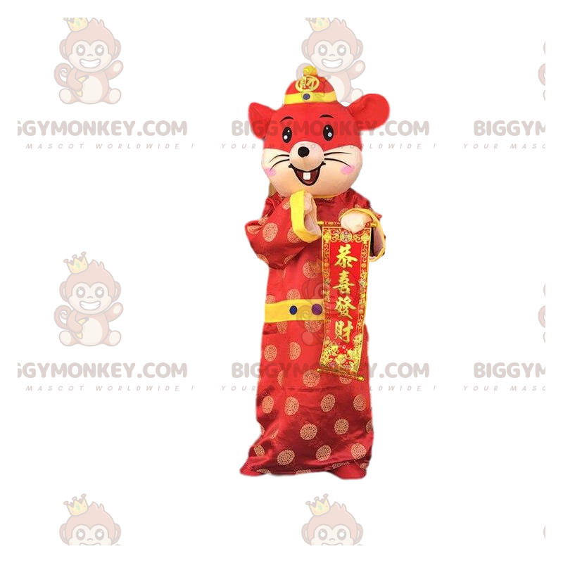 Disfraz de mascota de ratón rojo y amarillo BIGGYMONKEY™ Traje Disfraz de mascota de ratón rojo y amarillo BIGGYMONKEY™ Traje