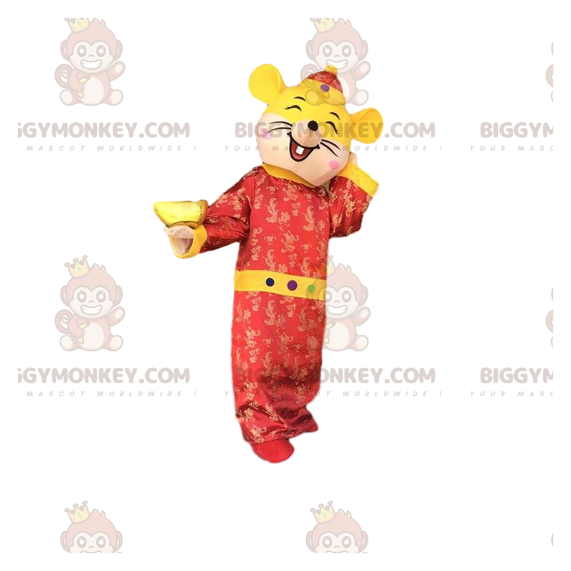 Gelbes und rotes Maus-BIGGYMONKEY™-Maskottchenkostüm