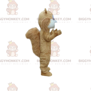 Στολή μασκότ BIGGYMONKEY™ καφέ και λευκός σκίουρος, στολή του