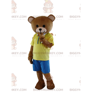 Mycket söt brun björn BIGGYMONKEY™ maskotdräkt, beige