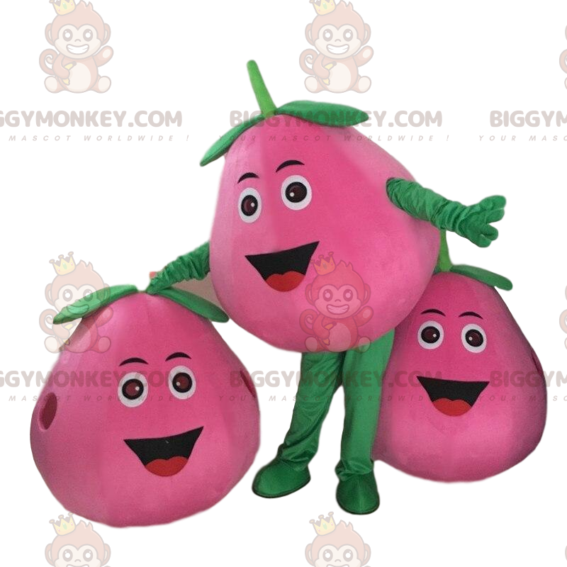 BIGGYMONKEY™ maskot kostume pink fersken, kæmpe pære kostume, pink frugt - Frugt maskot - BIGGYMONKEY_09812 - BiggyMonkey.com