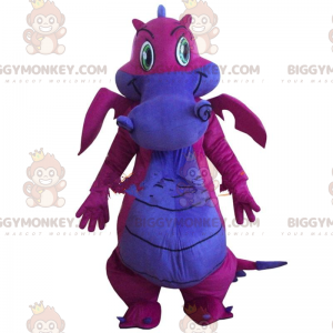 BIGGYMONKEY™ mascot costume pink and purple dragon, dinosaur