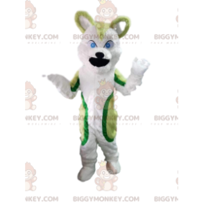 BIGGYMONKEY™ mascotte kostuum groene en witte husky hond, wolf