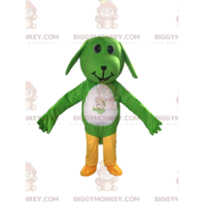 BIGGYMONKEY™ mascot costume of green and white dog, canine