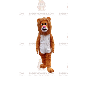 Sad looking brown lion BIGGYMONKEY™ mascot costume, feline