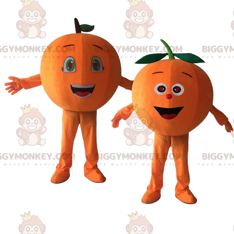 2 gigantiske oransje BIGGYMONKEY™s maskot, oransje sitruskostymer - Frukt maskot - BIGGYMONKEY_09829 - BiggyMonkey.com