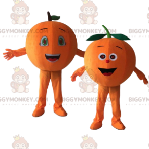 2 obří oranžový maskot BIGGYMONKEY™, oranžové citrusové kostýmy