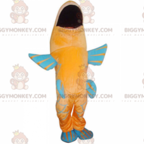 Costume de mascotte BIGGYMONKEY™ de poisson orange et bleue, costume de carpe coloré - Mascottes Poisson - BiggyMonkey.com