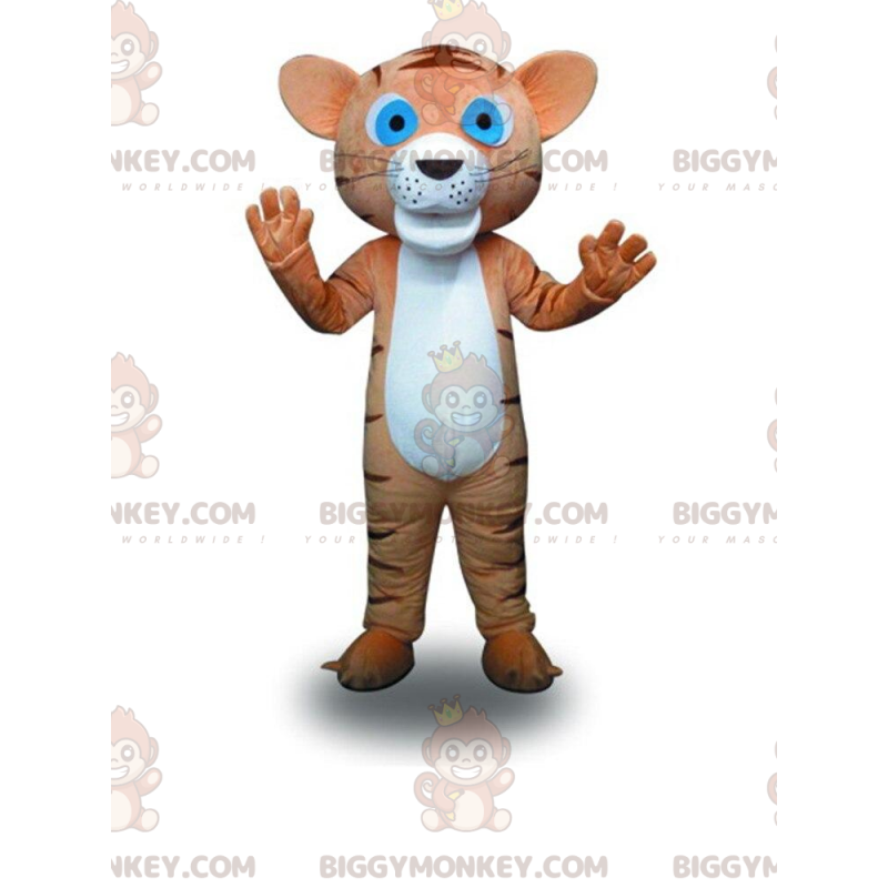 Traje de mascote BIGGYMONKEY™ de filhote de tigre marrom e Traje de mascote BIGGYMONKEY™ de filhote de tigre marrom e