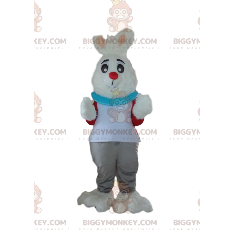 BIGGYMONKEY™ maskottiasu, valkoinen kanin puku, pehmoinen kanin BIGGYMONKEY™ maskottiasu, valkoinen kanin puku, pehmoinen kanin