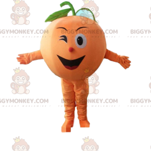 Gigantisch lachend oranje BIGGYMONKEY™ mascottekostuum