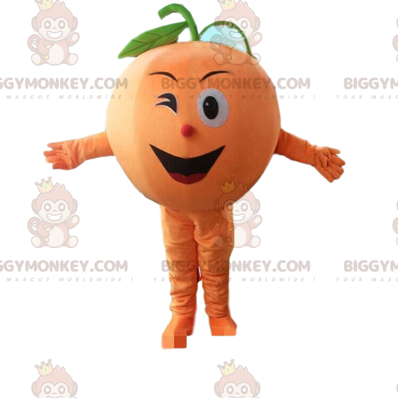 Fantasia de mascote BIGGYMONKEY™ laranja sorridente gigante