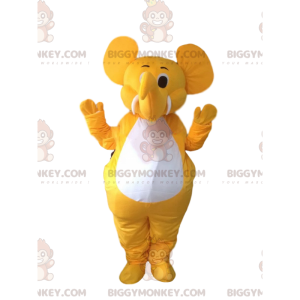 BIGGYMONKEY™ mascot costume of yellow and white elephant, baby