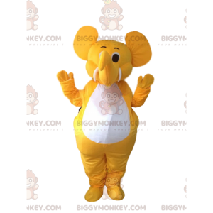 BIGGYMONKEY™ mascottekostuum van gele en witte olifant