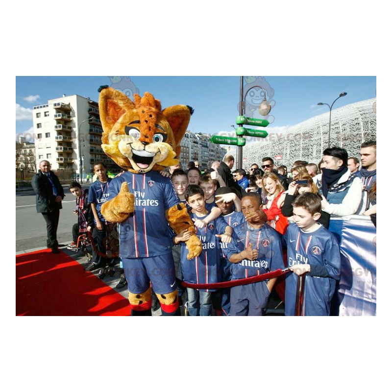 Disfraz de mascota lince naranja con ojos azules BIGGYMONKEY™ -
