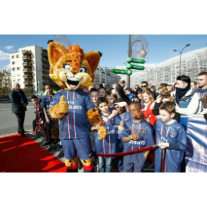 Oranje lynx met blauwe ogen BIGGYMONKEY™ mascottekostuum -