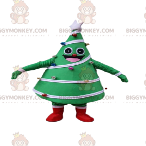 Costume de mascotte BIGGYMONKEY™ de sapin vert décoré et