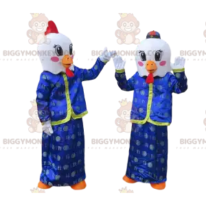 BIGGYMONKEY™s maskot af hvide kyllinger i asiatisk kjole