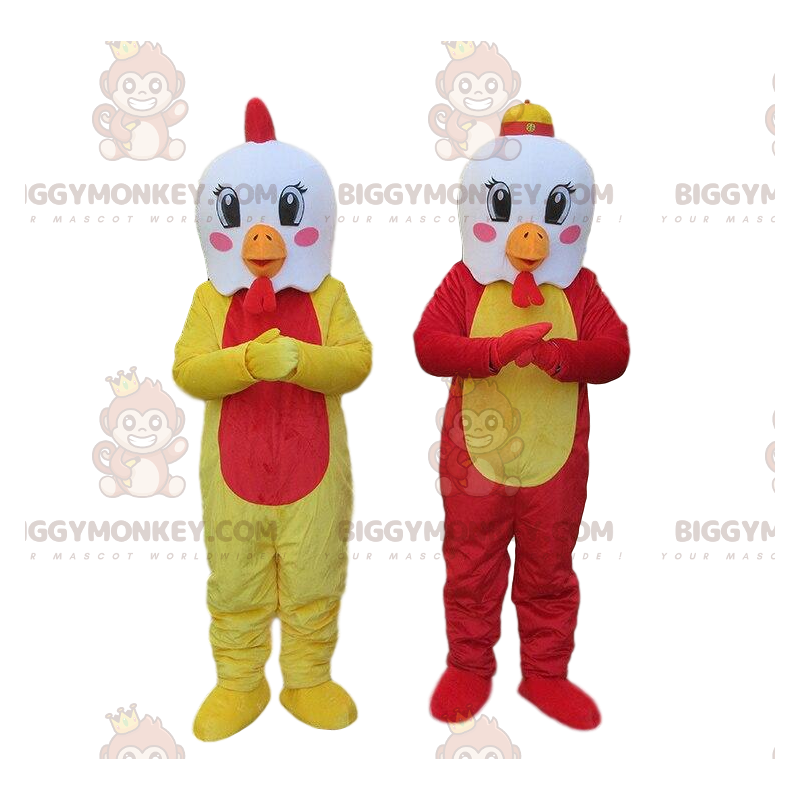 maskotti BIGGYMONKEY™ valkoiset kanat värikkäällä vartalolla maskotti BIGGYMONKEY™ valkoiset kanat värikkäällä vartalolla