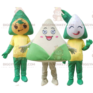 3 mascottes BIGGYMONKEY™ de Zongzi, costumes de plats