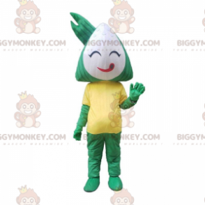 Zongzis BIGGYMONKEY™ maskotdräkt, vit, grön och gul kinesisk maträtt - Matmaskot - BIGGYMONKEY_09854 - BiggyMonkey.com
