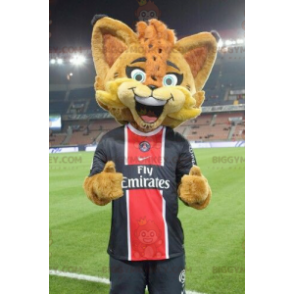 Oranje lynx met blauwe ogen BIGGYMONKEY™ mascottekostuum -