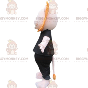 Lion BIGGYMONKEY™ maskottiasu, jossa lasit ja mustat vaatteet -