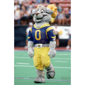BIGGYMONKEY™ Mascot Costume of Gray Ram with Orange Horns -