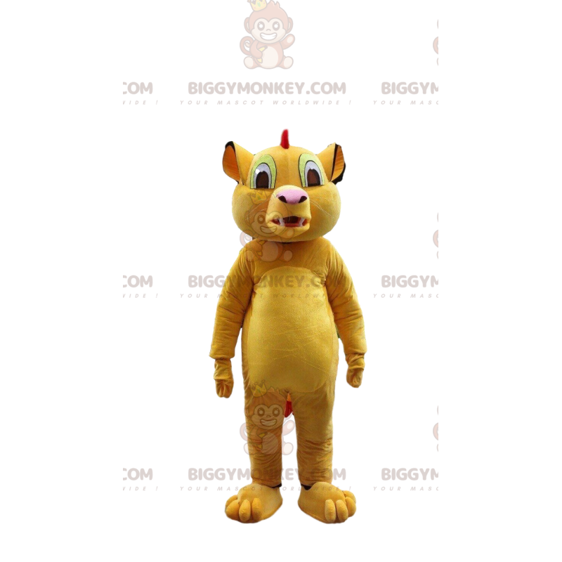 Costume de mascotte BIGGYMONKEY™ de Simba, célèbre lion du Costume de mascotte BIGGYMONKEY™ de Simba, célèbre lion du