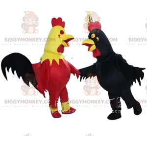 BIGGYMONKEY™s maskot af gigantiske haner, den ene trefarvet og