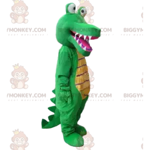 Grøn og gul krokodille BIGGYMONKEY™ maskot kostume, alligator