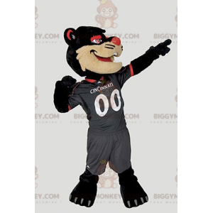 Kostium maskotka czarno-beżowo-czerwony kot BIGGYMONKEY™ -