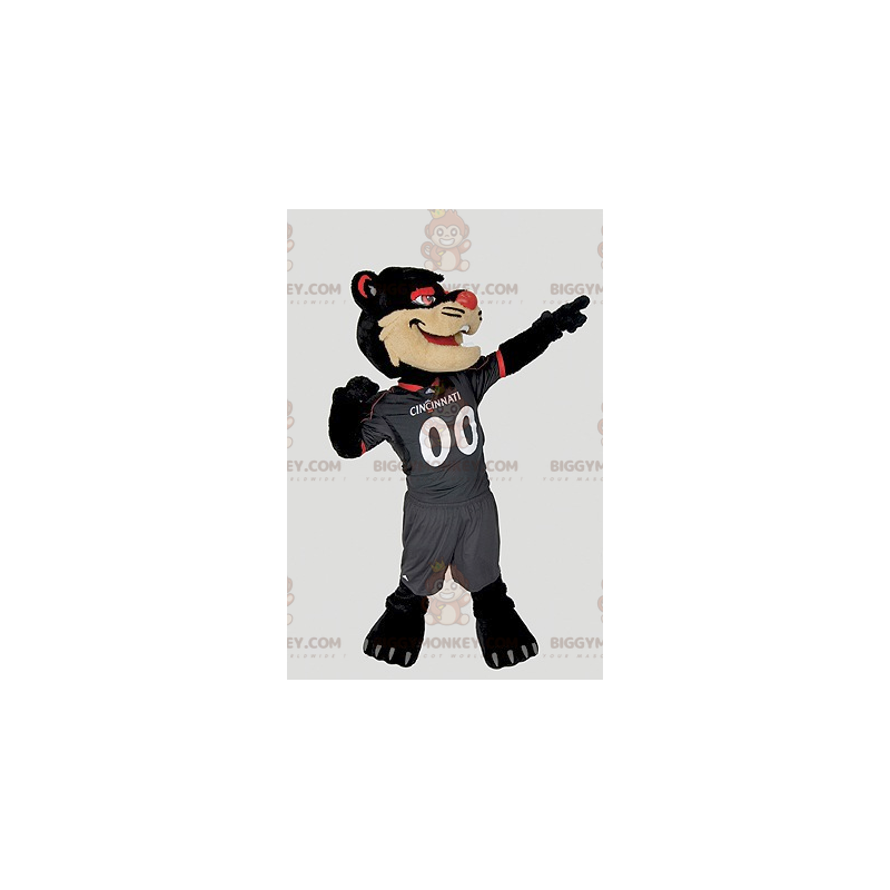 Disfraz de mascota BIGGYMONKEY™ de gato negro, beige y rojo - Disfraz de mascota BIGGYMONKEY™ de gato negro, beige y rojo -