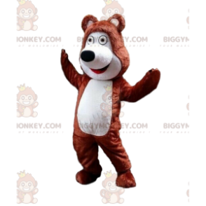 Brown and white teddy bear BIGGYMONKEY™ mascot costume, teddy