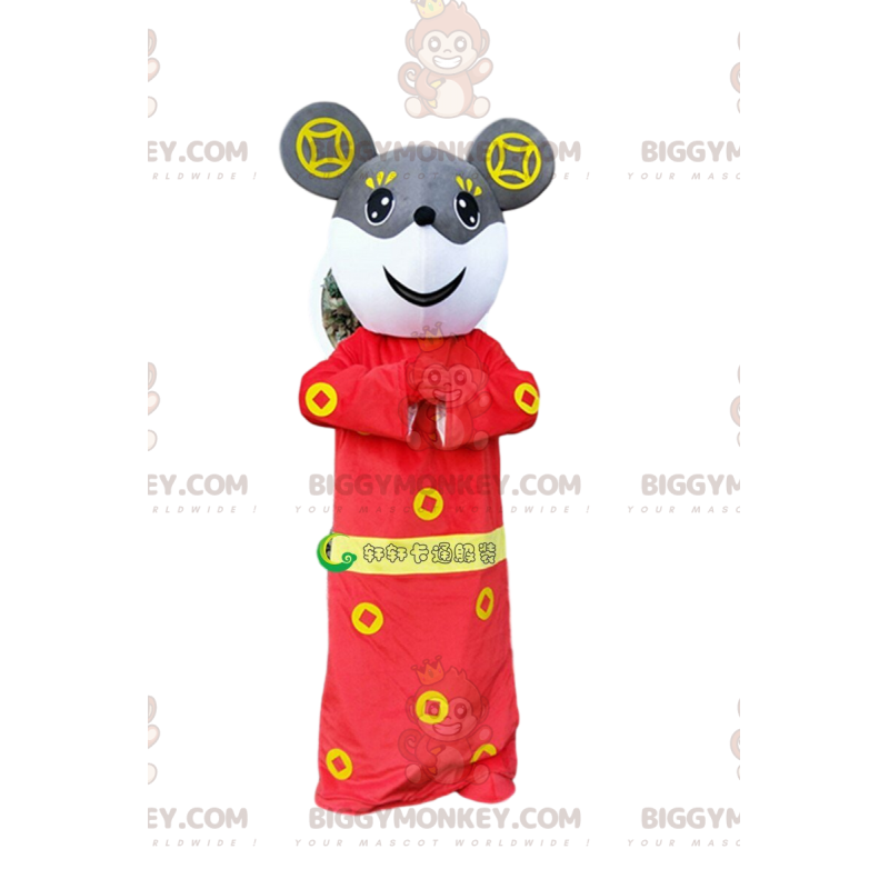 Disfraz de mascota BIGGYMONKEY™ Ratón gris y blanco con traje Disfraz de mascota BIGGYMONKEY™ Ratón gris y blanco con traje