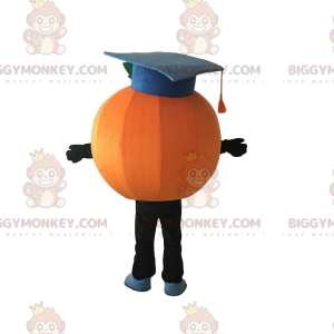 Orange BIGGYMONKEY™ maskotkostume med briller og gradhat -