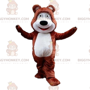 Brown and white teddy bear BIGGYMONKEY™ mascot costume, teddy