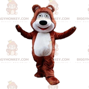Brun og hvid bamse BIGGYMONKEY™ maskot kostume, bamse kostume -