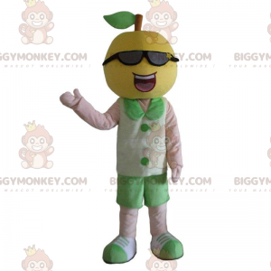 Lachend citroen BIGGYMONKEY™ mascottekostuum met zonnebril -